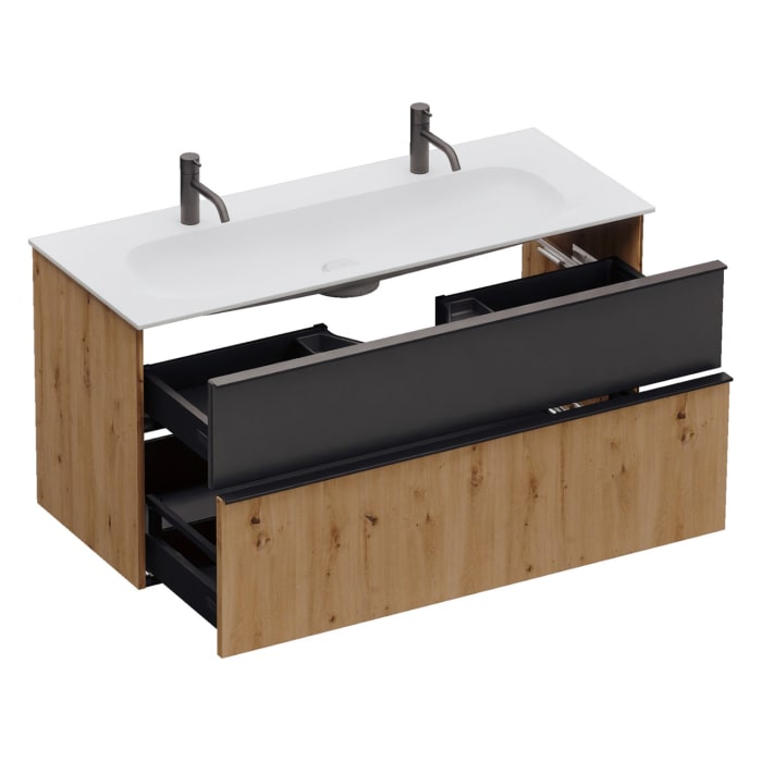 burgbad Fiumo 2.0 Mineralguss-Waschtisch mit Waschtischunterschrank 122 cm, mit Griff G0200