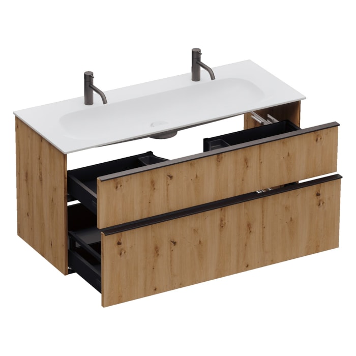 burgbad Fiumo 2.0 Mineralguss-Waschtisch mit Waschtischunterschrank 122 cm, mit Griff G0200