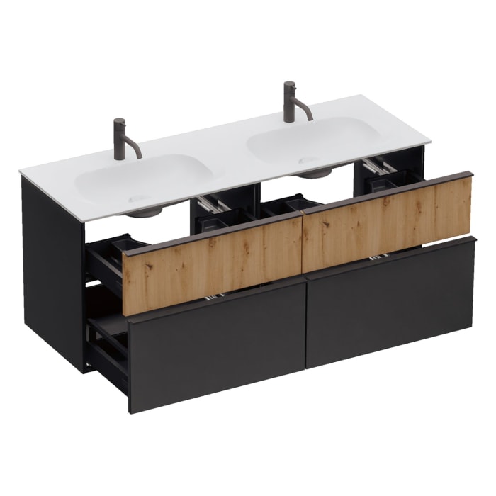 burgbad Fiumo 2.0 Mineralguss-Waschtisch mit Waschtischunterschrank 142 cm, mit Griff G0200