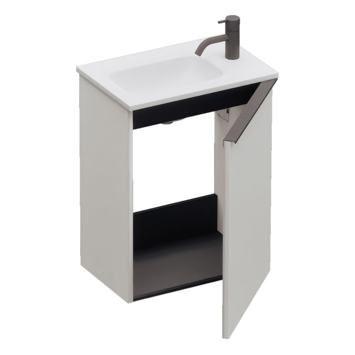 burgbad Fiumo 2.0 Mineralguss-Waschtisch mit Waschtischunterschrank 47 cm, mit Griff G0200