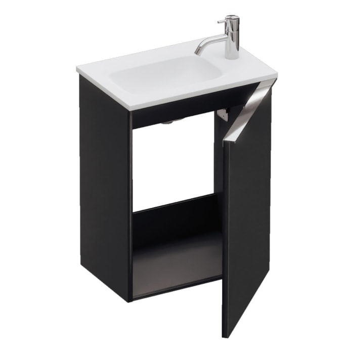 burgbad Fiumo 2.0 Mineralguss-Waschtisch mit Waschtischunterschrank 47 cm, mit Griff G0146