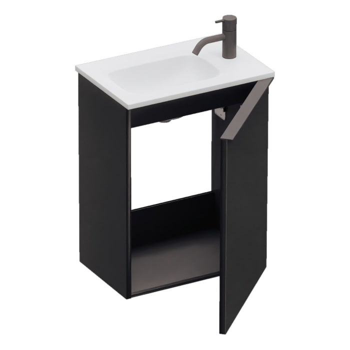 burgbad Fiumo 2.0 Mineralguss-Waschtisch mit Waschtischunterschrank 47 cm, mit Griff G0200