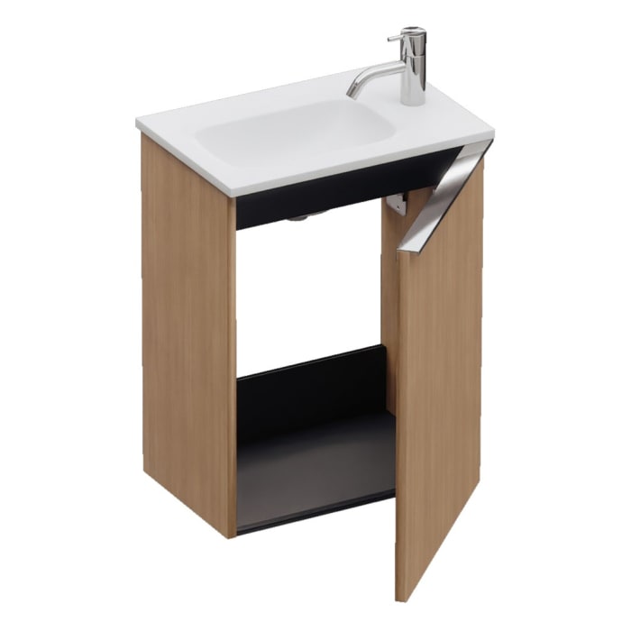 burgbad Fiumo 2.0 Mineralguss-Waschtisch mit Waschtischunterschrank 47 cm, mit Griff G0146