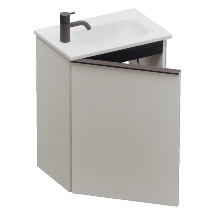 burgbad Fiumo 2.0 Mineralguss-Waschtisch mit Waschtischunterschrank 47 cm, mit Griff G0200