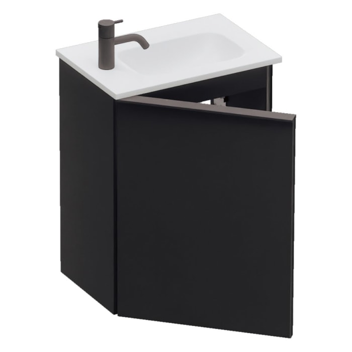 burgbad Fiumo 2.0 Mineralguss-Waschtisch mit Waschtischunterschrank 47 cm, mit Griff G0200