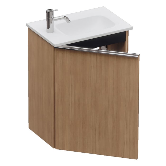 burgbad Fiumo 2.0 Mineralguss-Waschtisch mit Waschtischunterschrank 47 cm, mit Griff G0146