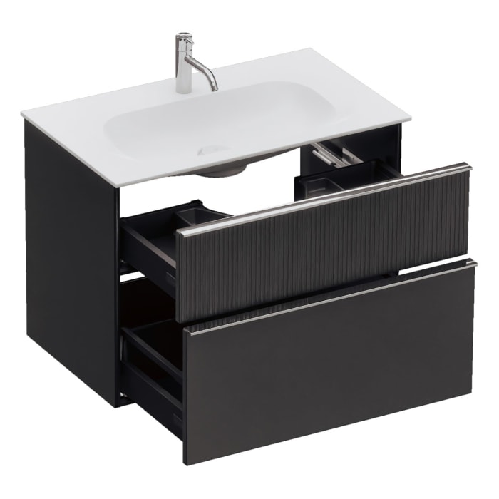 burgbad Fiumo 2.0 Mineralguss-Waschtisch mit Waschtischunterschrank 82 cm, mit Griff G0146