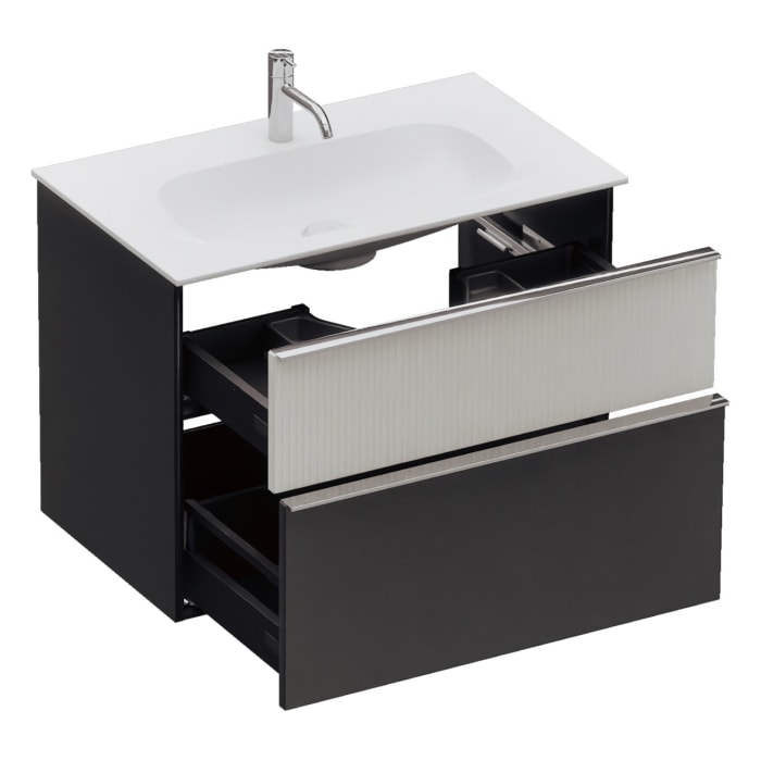 burgbad Fiumo 2.0 Mineralguss-Waschtisch mit Waschtischunterschrank 82 cm, mit Griff G0146