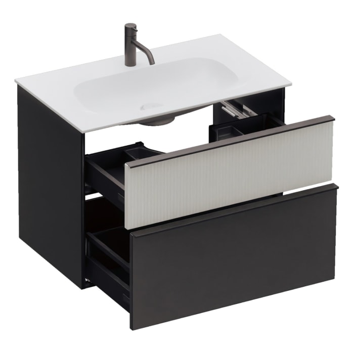 burgbad Fiumo 2.0 Mineralguss-Waschtisch mit Waschtischunterschrank 82 cm, mit Griff G0200