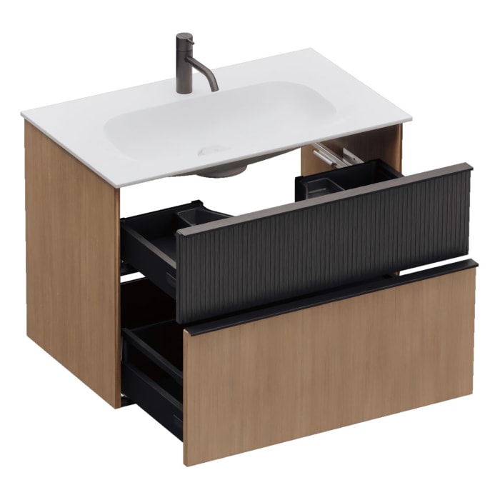 burgbad Fiumo 2.0 Mineralguss-Waschtisch mit Waschtischunterschrank 82 cm, mit Griff G0200