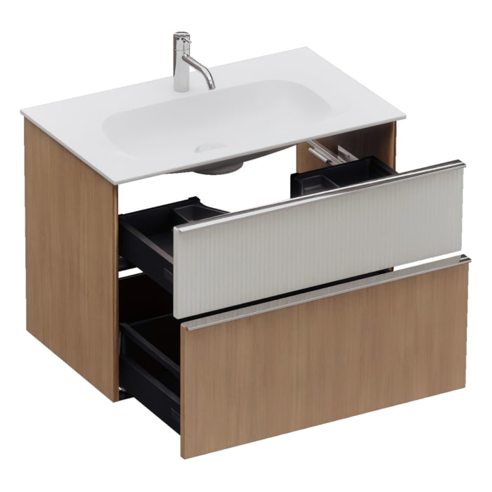 burgbad Fiumo 2.0 Mineralguss-Waschtisch mit Waschtischunterschrank 82 cm, mit Griff G0146