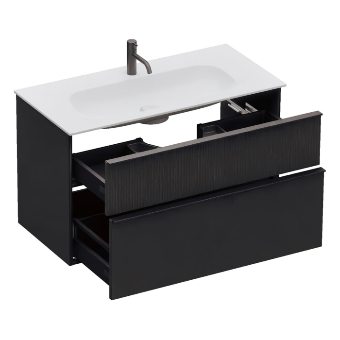 burgbad Fiumo 2.0 Mineralguss-Waschtisch mit Waschtischunterschrank 102 cm, mit Griff G0200