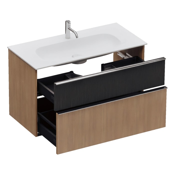 burgbad Fiumo 2.0 Mineralguss-Waschtisch mit Waschtischunterschrank 102 cm, mit Griff G0146