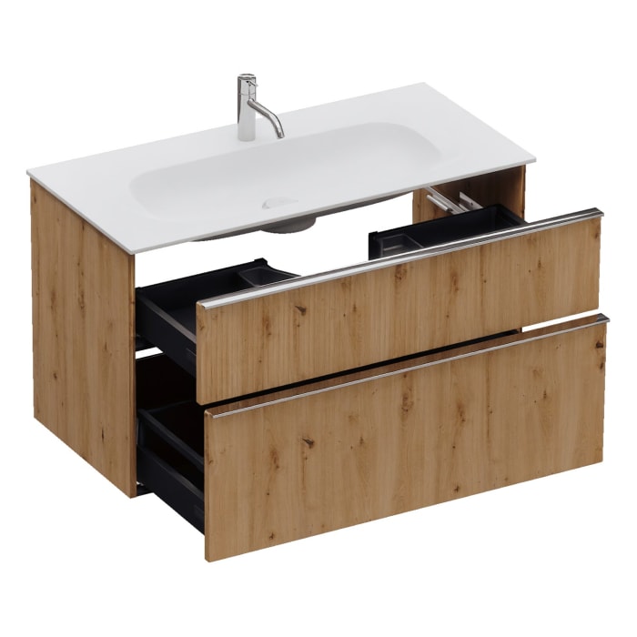 burgbad Fiumo 2.0 Mineralguss-Waschtisch mit Waschtischunterschrank 102 cm, mit Griff G0146