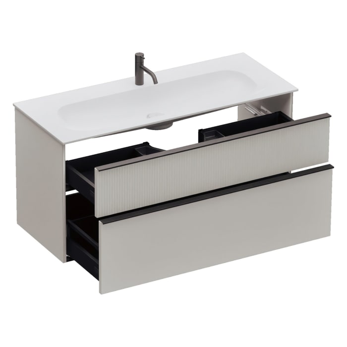 burgbad Fiumo 2.0 Mineralguss-Waschtisch mit Waschtischunterschrank 122 cm, mit Griff G0200