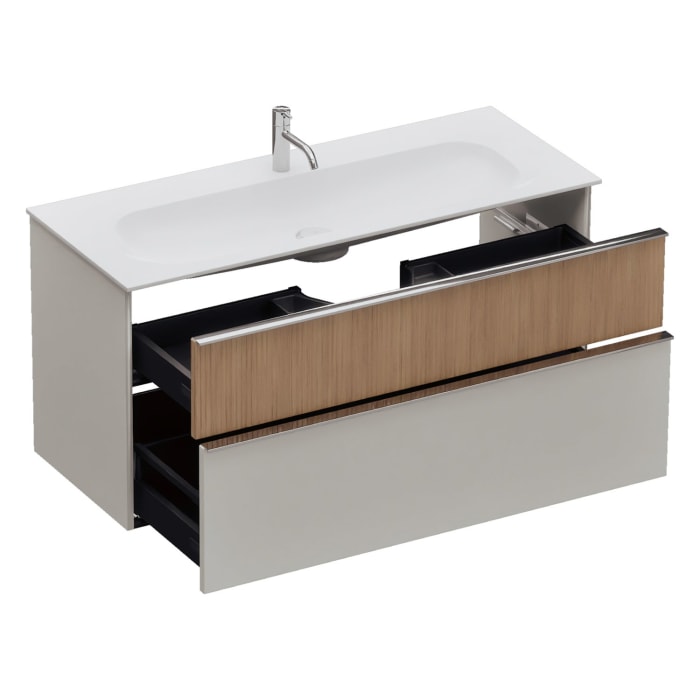 burgbad Fiumo 2.0 Mineralguss-Waschtisch mit Waschtischunterschrank 122 cm, mit Griff G0146