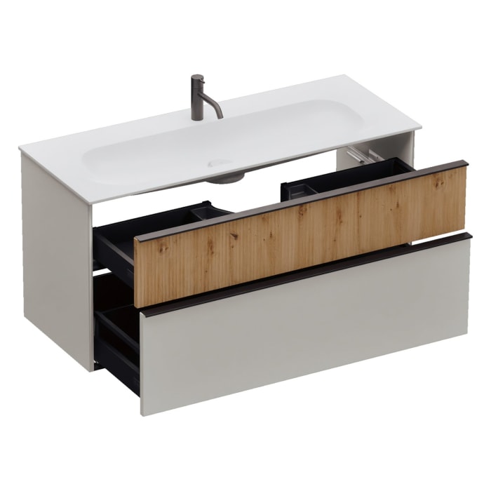 burgbad Fiumo 2.0 Mineralguss-Waschtisch mit Waschtischunterschrank 122 cm, mit Griff G0200