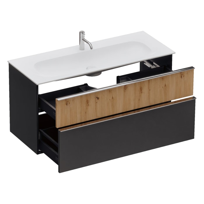 burgbad Fiumo 2.0 Mineralguss-Waschtisch mit Waschtischunterschrank 122 cm, mit Griff G0146