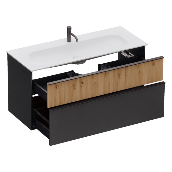 burgbad Fiumo 2.0 Mineralguss-Waschtisch mit Waschtischunterschrank 122 cm, mit Griff G0200