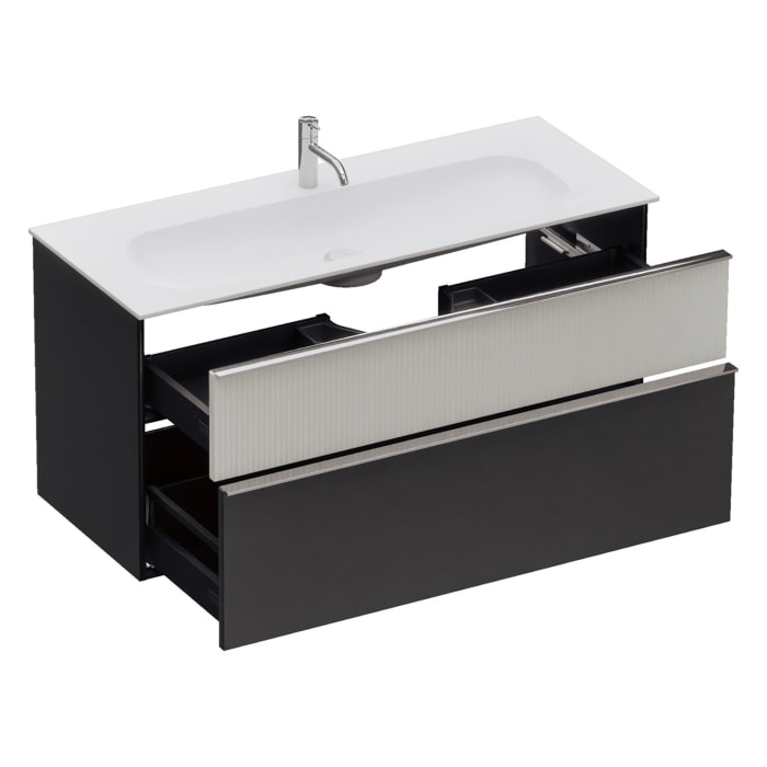 burgbad Fiumo 2.0 Mineralguss-Waschtisch mit Waschtischunterschrank 122 cm, mit Griff G0146