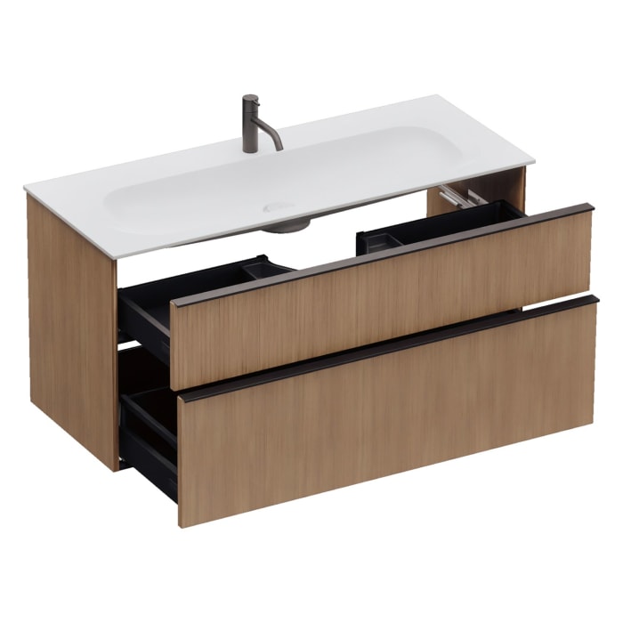 burgbad Fiumo 2.0 Mineralguss-Waschtisch mit Waschtischunterschrank 122 cm, mit Griff G0200