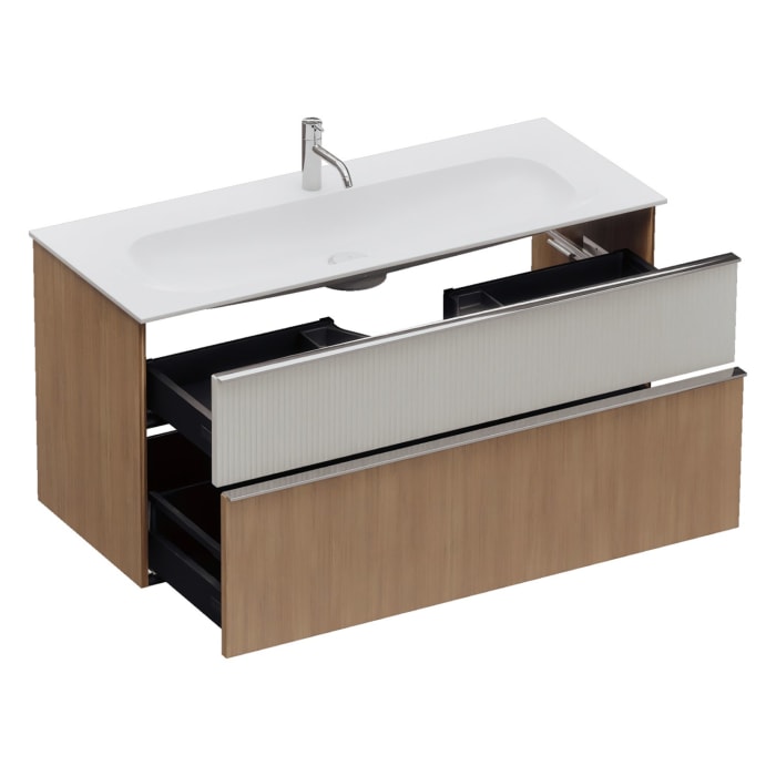 burgbad Fiumo 2.0 Mineralguss-Waschtisch mit Waschtischunterschrank 122 cm, mit Griff G0146