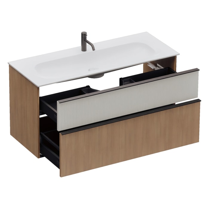 burgbad Fiumo 2.0 Mineralguss-Waschtisch mit Waschtischunterschrank 122 cm, mit Griff G0200