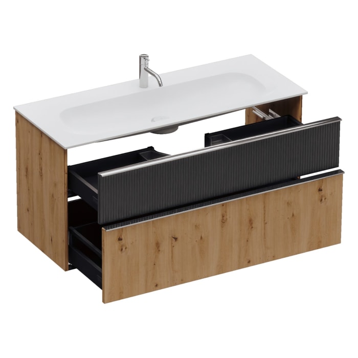 burgbad Fiumo 2.0 Mineralguss-Waschtisch mit Waschtischunterschrank 122 cm, mit Griff G0146