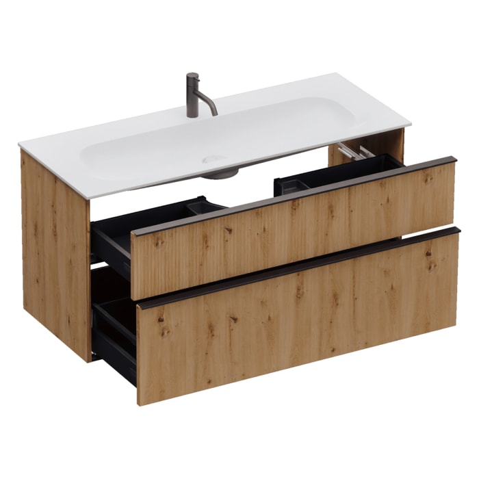 burgbad Fiumo 2.0 Mineralguss-Waschtisch mit Waschtischunterschrank 122 cm, mit Griff G0200