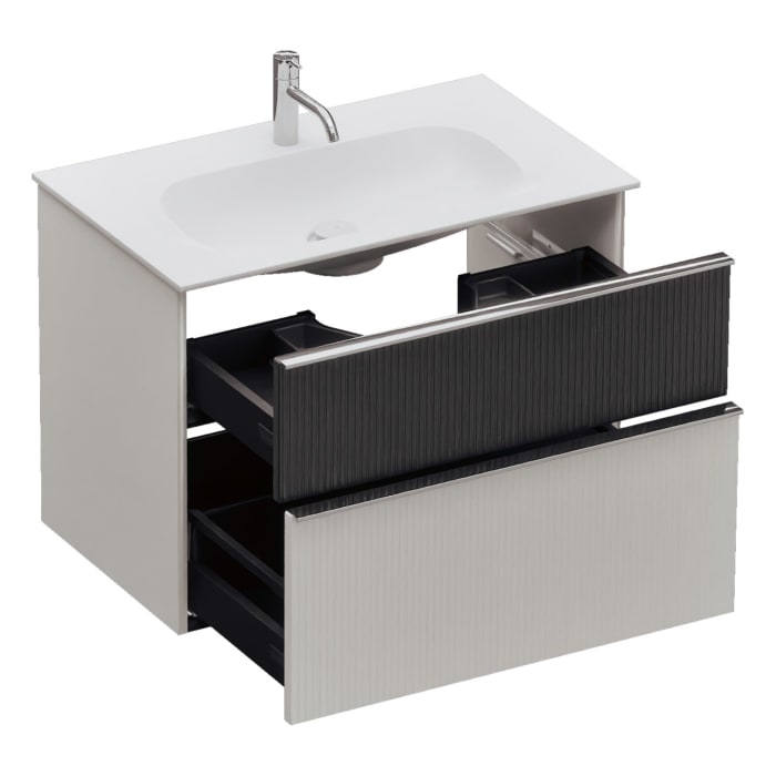 burgbad Fiumo 2.0 Mineralguss-Waschtisch mit Waschtischunterschrank 82 cm, mit Griff G0146