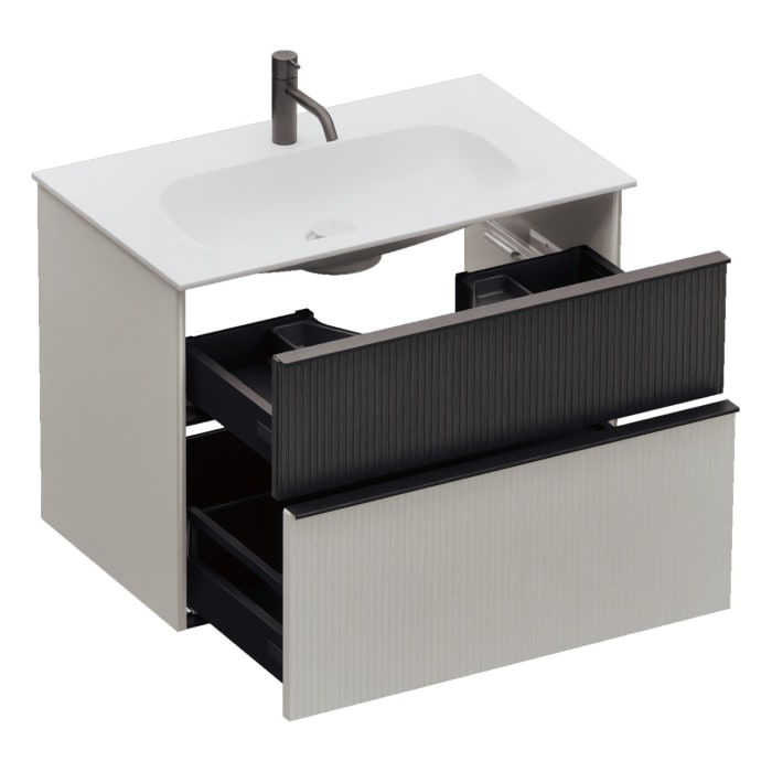 burgbad Fiumo 2.0 Mineralguss-Waschtisch mit Waschtischunterschrank 82 cm, mit Griff G0200