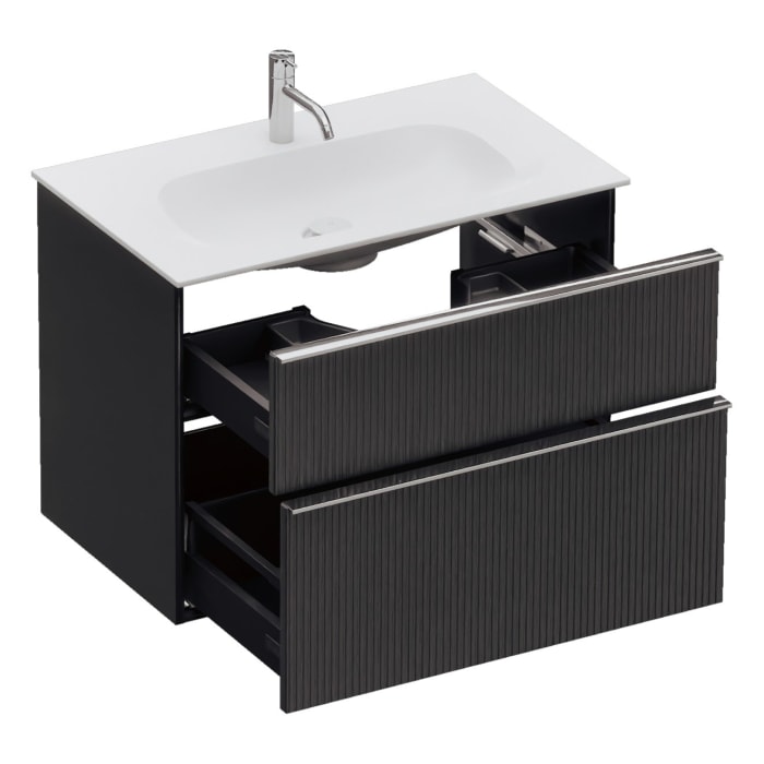 burgbad Fiumo 2.0 Mineralguss-Waschtisch mit Waschtischunterschrank 82 cm, mit Griff G0146