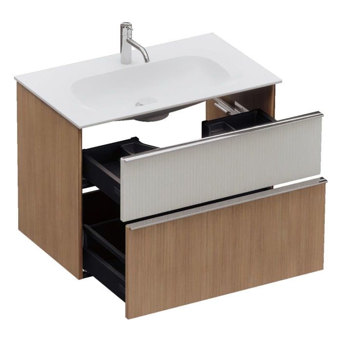 burgbad Fiumo 2.0 Mineralguss-Waschtisch mit Waschtischunterschrank 82 cm, mit Griff G0146