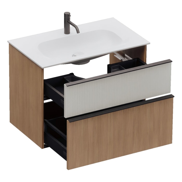 burgbad Fiumo 2.0 Mineralguss-Waschtisch mit Waschtischunterschrank 82 cm, mit Griff G0200