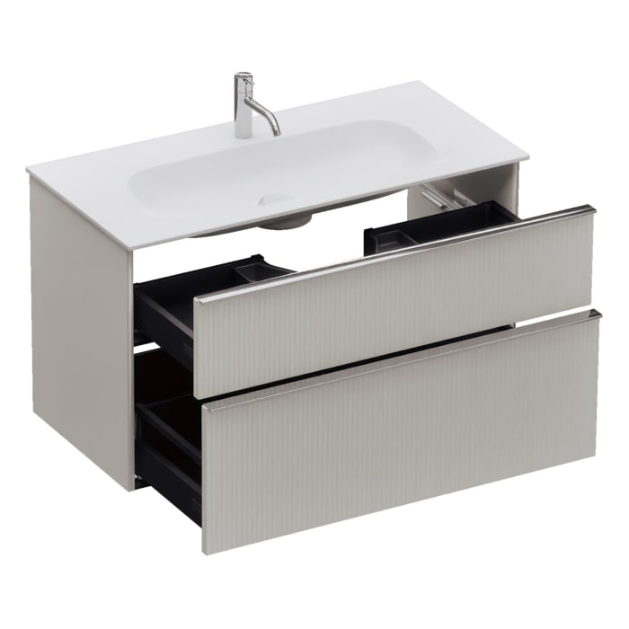 burgbad Fiumo 2.0 Mineralguss-Waschtisch mit Waschtischunterschrank 102 cm, mit Griff G0146