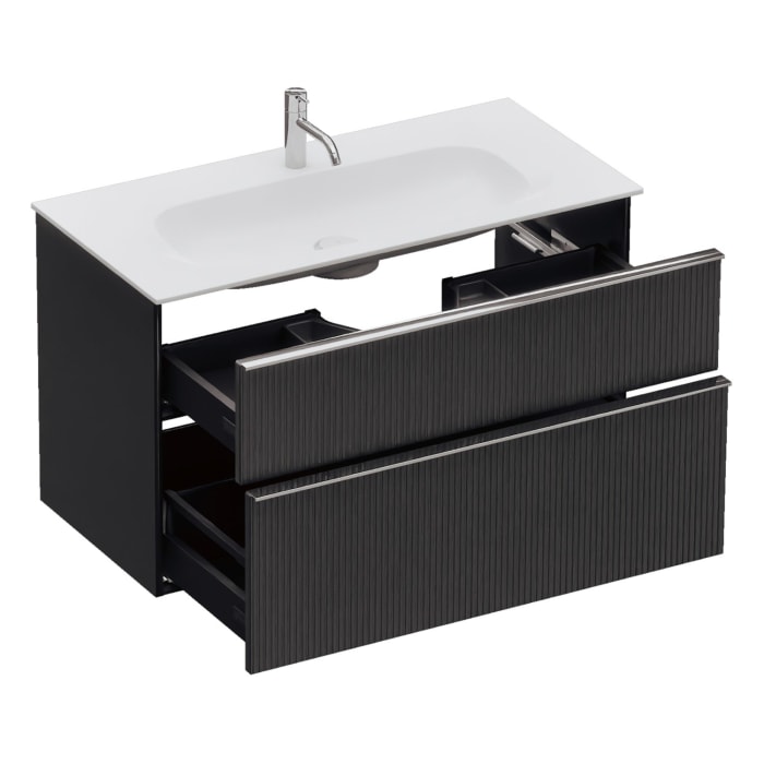 burgbad Fiumo 2.0 Mineralguss-Waschtisch mit Waschtischunterschrank 102 cm, mit Griff G0146