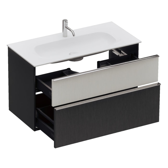 burgbad Fiumo 2.0 Mineralguss-Waschtisch mit Waschtischunterschrank 102 cm, mit Griff G0146