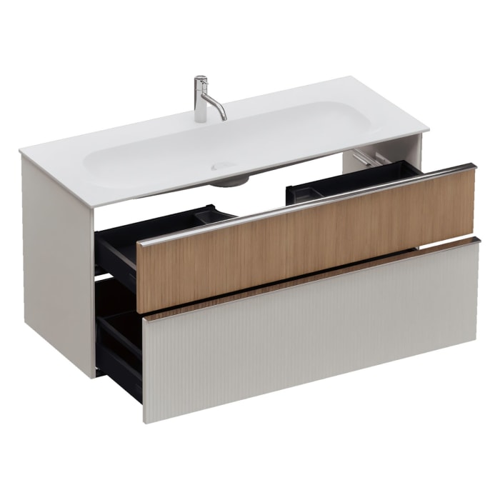 burgbad Fiumo 2.0 Mineralguss-Waschtisch mit Waschtischunterschrank 122 cm, mit Griff G0146