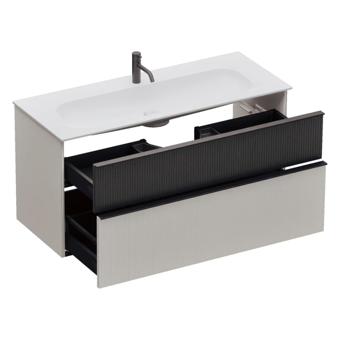 burgbad Fiumo 2.0 Mineralguss-Waschtisch mit Waschtischunterschrank 122 cm, mit Griff G0200