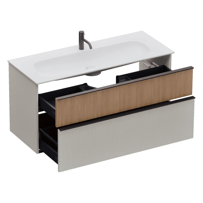 burgbad Fiumo 2.0 Mineralguss-Waschtisch mit Waschtischunterschrank 122 cm, mit Griff G0200