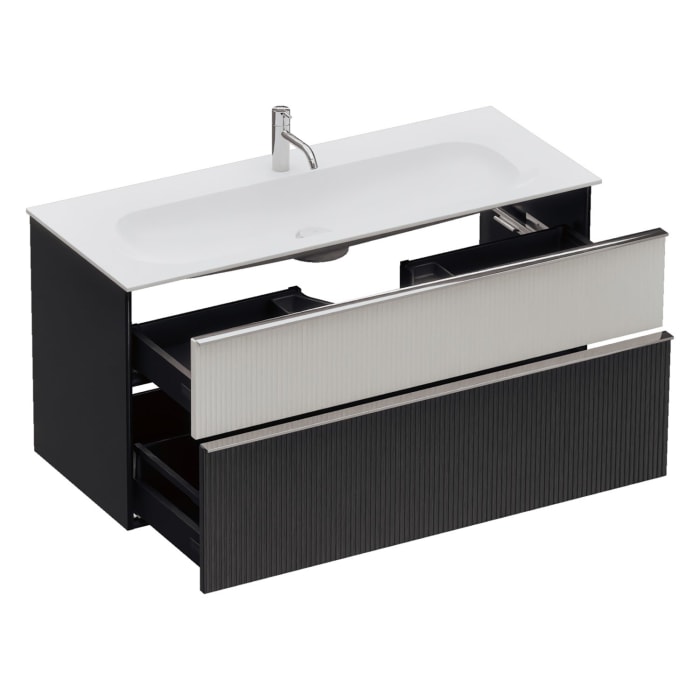 burgbad Fiumo 2.0 Mineralguss-Waschtisch mit Waschtischunterschrank 122 cm, mit Griff G0146