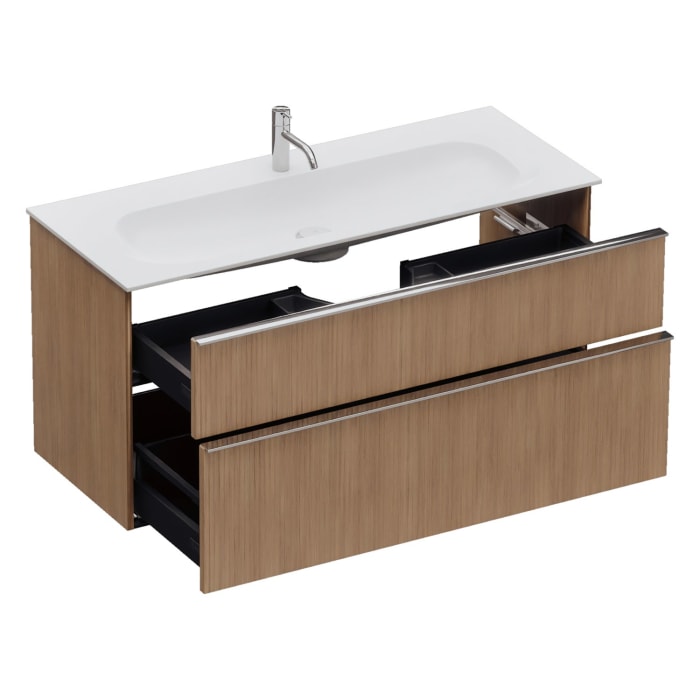 burgbad Fiumo 2.0 Mineralguss-Waschtisch mit Waschtischunterschrank 122 cm, mit Griff G0146