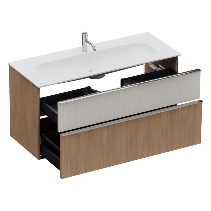 burgbad Fiumo 2.0 Mineralguss-Waschtisch mit Waschtischunterschrank 122 cm, mit Griff G0146