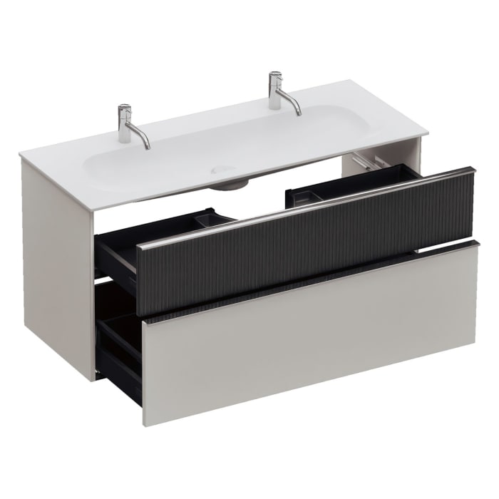 burgbad Fiumo 2.0 Mineralguss-Waschtisch mit Waschtischunterschrank 122 cm, mit Griff G0146