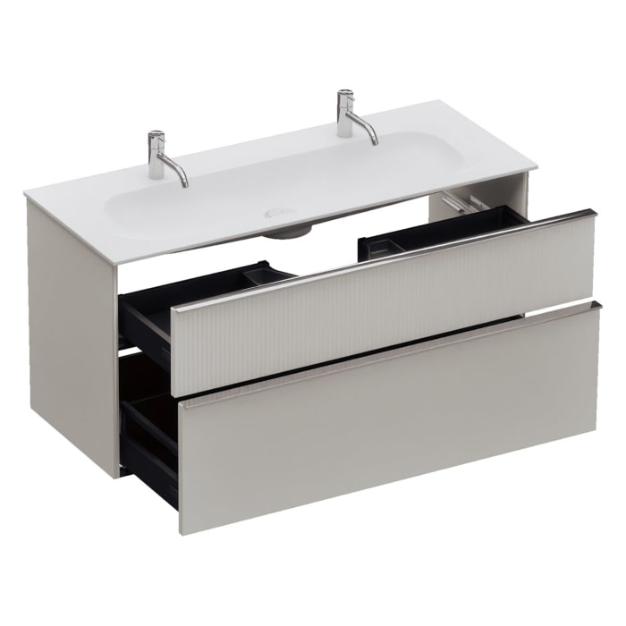 burgbad Fiumo 2.0 Mineralguss-Waschtisch mit Waschtischunterschrank 122 cm, mit Griff G0146