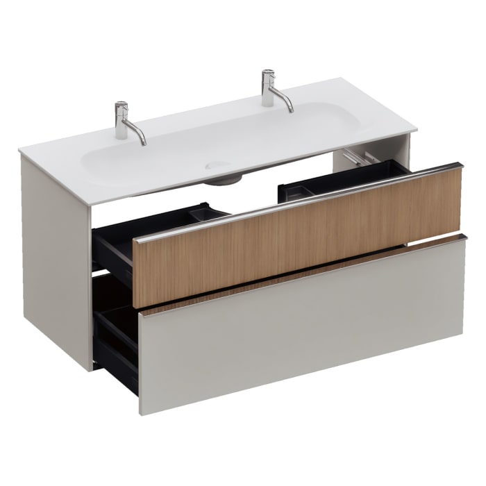 burgbad Fiumo 2.0 Mineralguss-Waschtisch mit Waschtischunterschrank 122 cm, mit Griff G0146