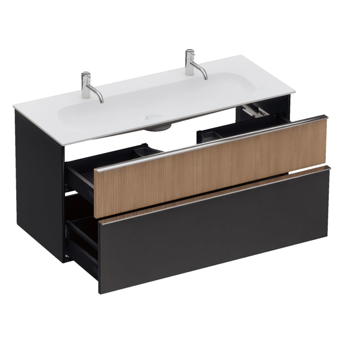 burgbad Fiumo 2.0 Mineralguss-Waschtisch mit Waschtischunterschrank 122 cm, mit Griff G0146