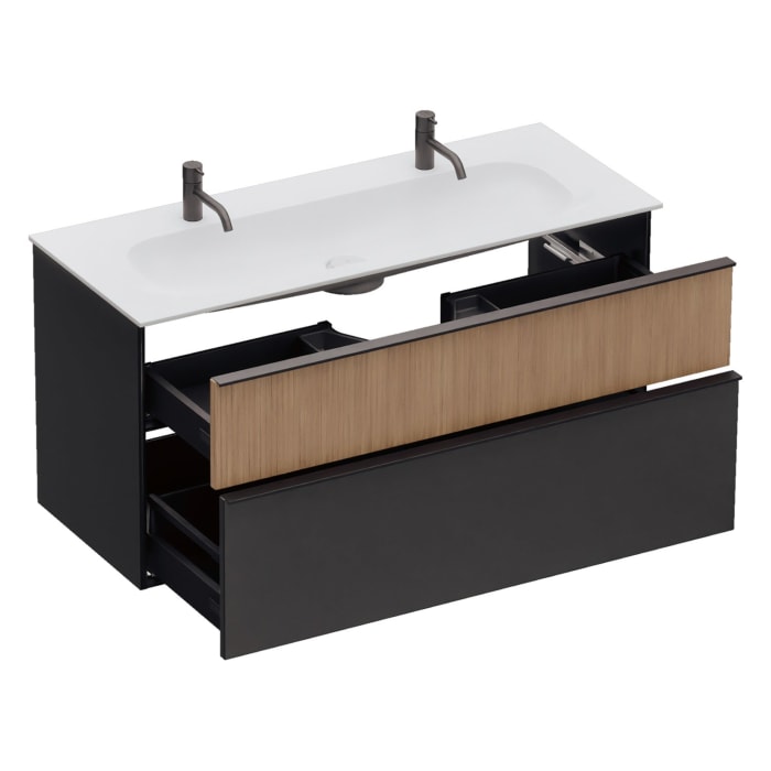 burgbad Fiumo 2.0 Mineralguss-Waschtisch mit Waschtischunterschrank 122 cm, mit Griff G0200