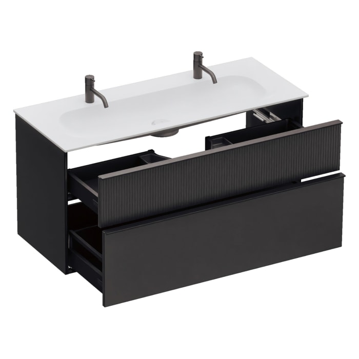 burgbad Fiumo 2.0 Mineralguss-Waschtisch mit Waschtischunterschrank 122 cm, mit Griff G0200