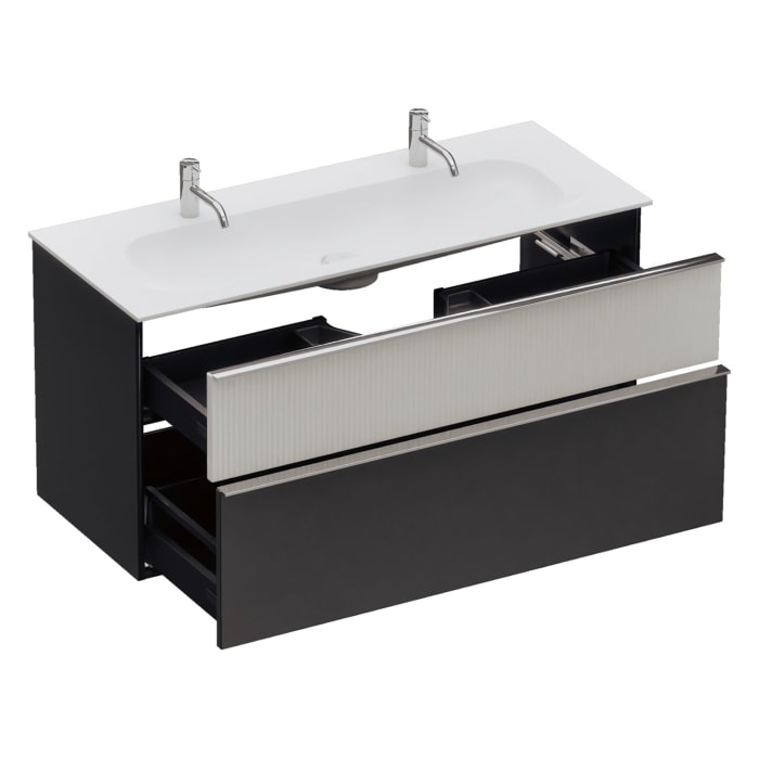 burgbad Fiumo 2.0 Mineralguss-Waschtisch mit Waschtischunterschrank 122 cm, mit Griff G0146